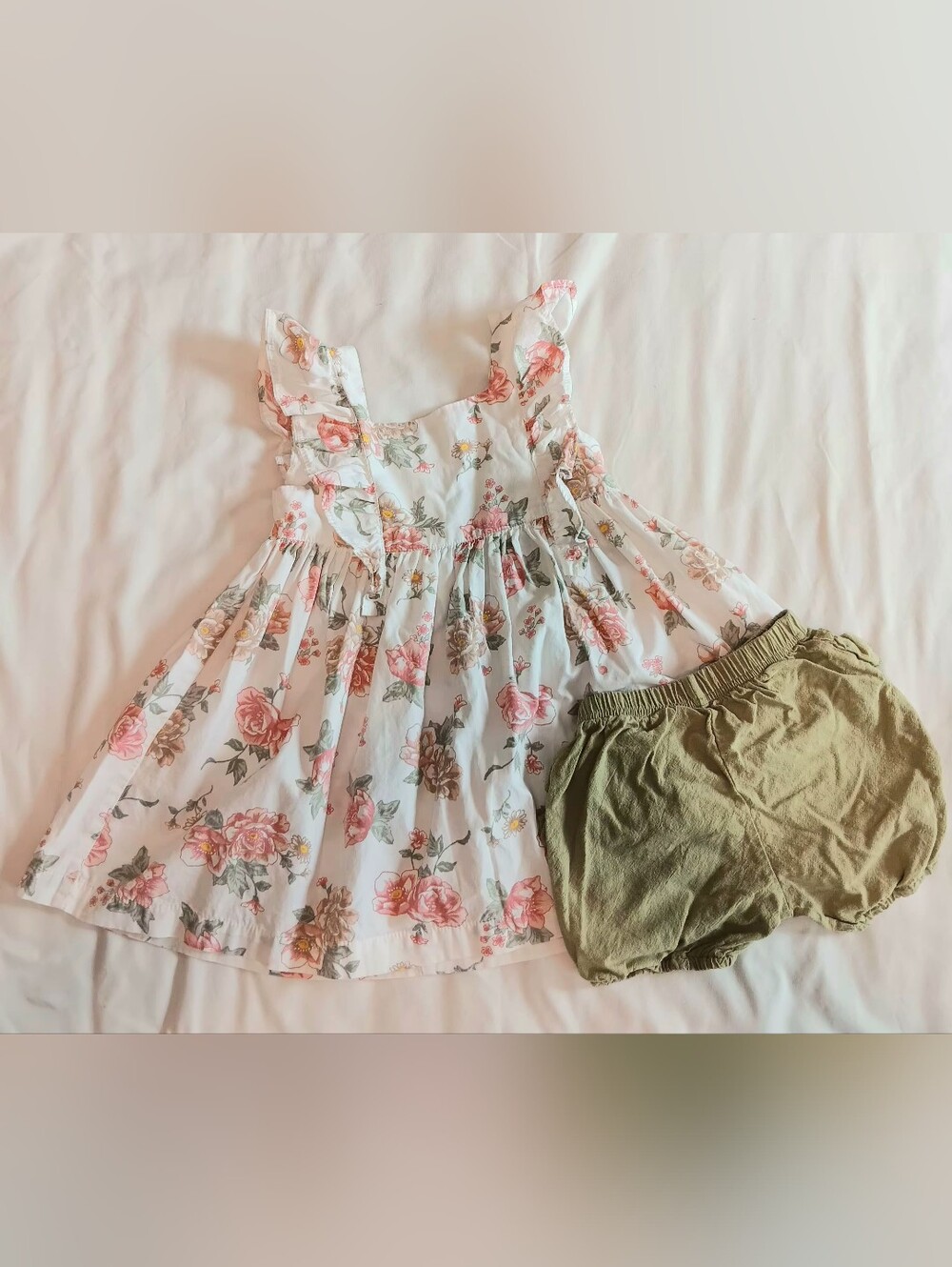 H&M White Floral Dress with Pink and Yellow Accents